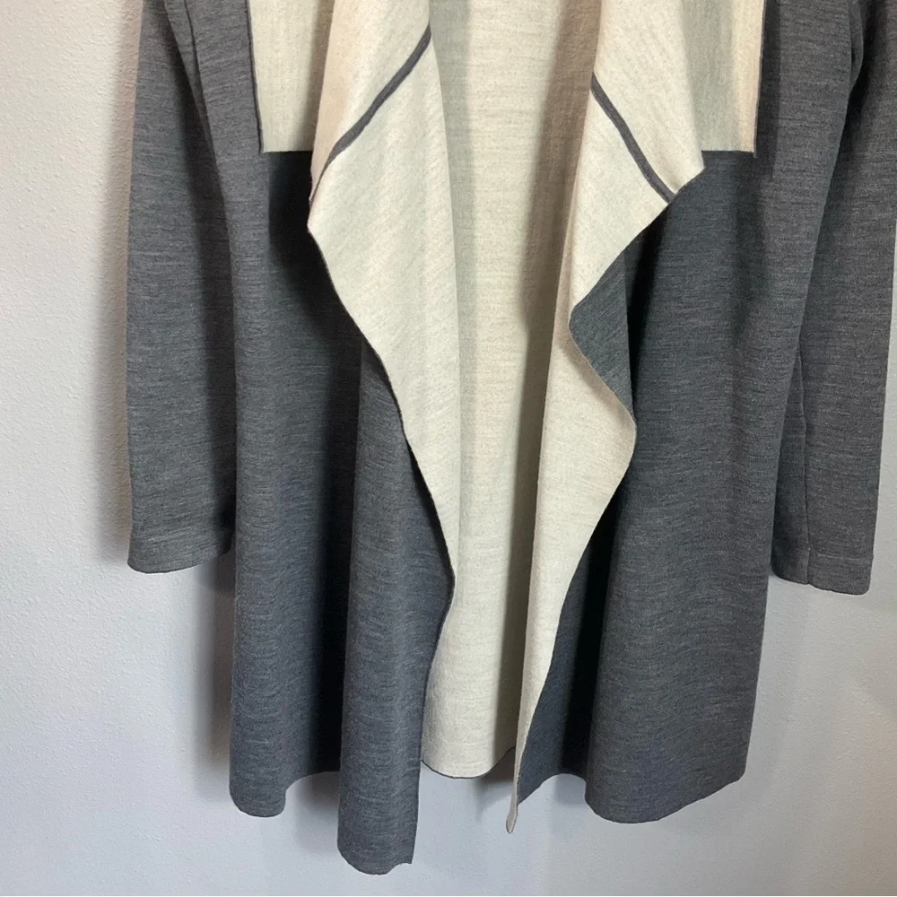 VINCE Two Tone Drape Open Front Wool Gray Cardigan merino wool blend size Small